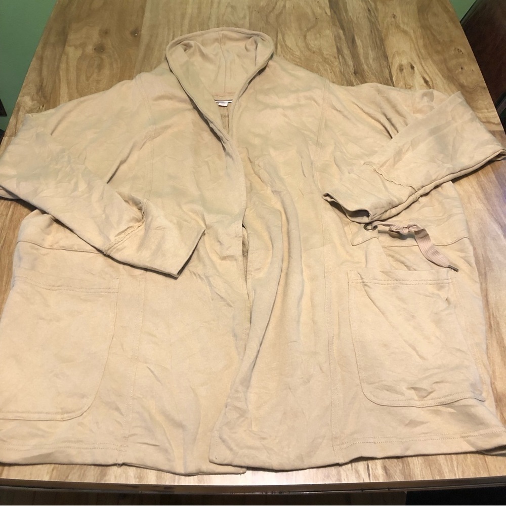 3/$25 Knox Rose Beige Stretchy Shawl Neck Open Cardigan Sweater Pockets Size 1